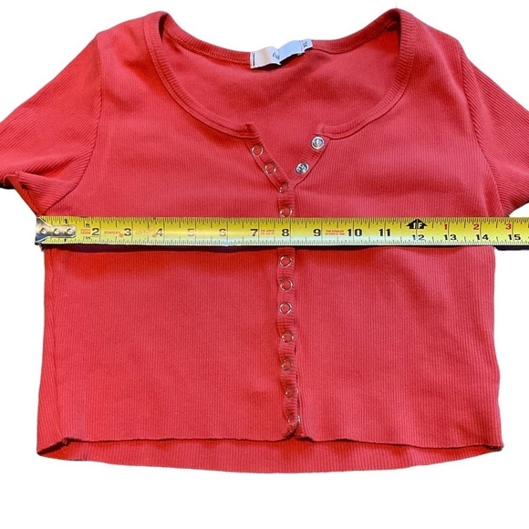 Adika Barbado Burnt Orange Ribbed  Raw Hem Crop Top - Picture 7 of 10